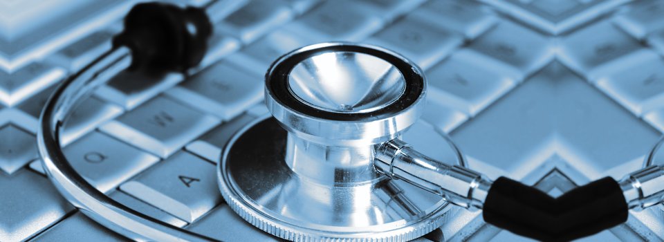medical laptop and stethoscope